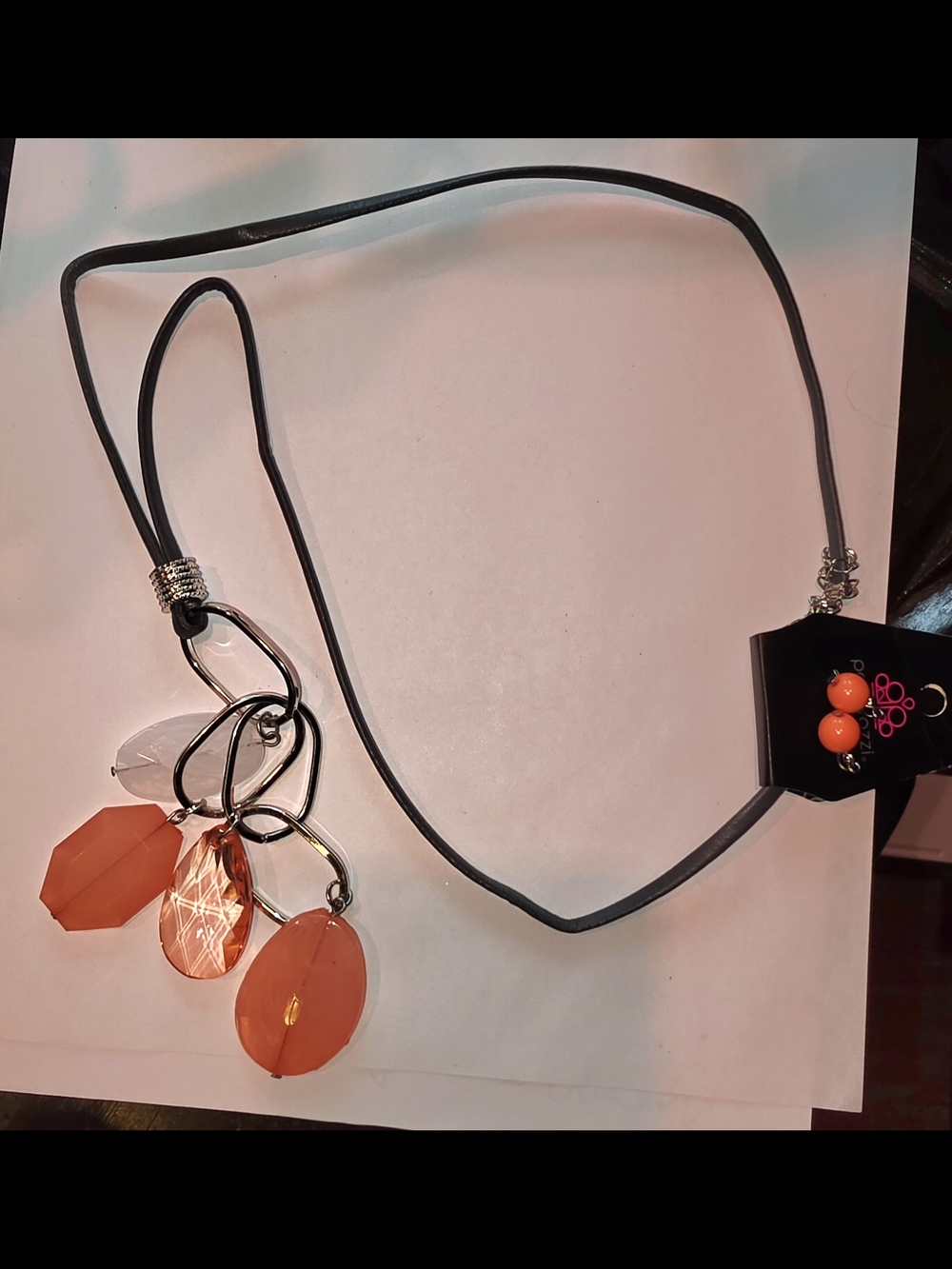 Fashion Orange Pendant Necklace for Women - Leather Cord